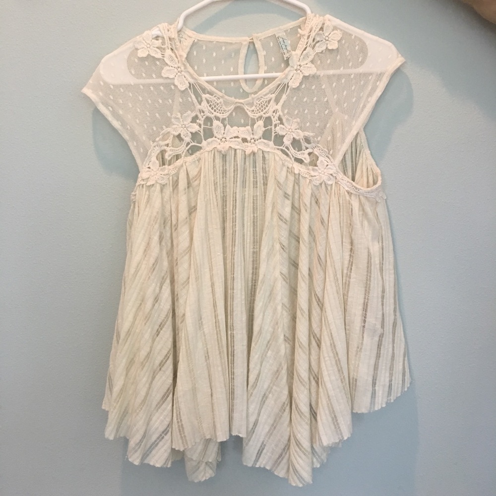 Free People Off White Lace / Mesh Blouse